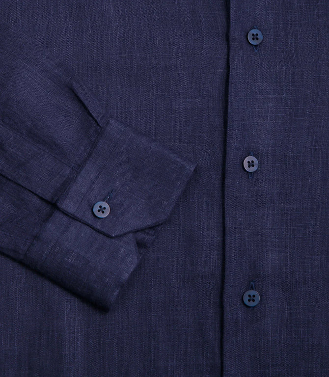 Tailored Linen Shirt Navy - Barthelemy