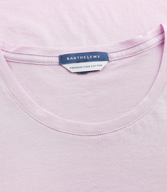 Crew Neck T-Shirt Pima Light Pink - Barthelemy