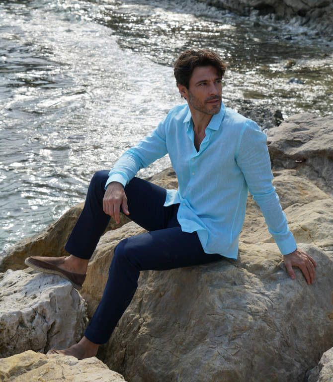 Tailored Linen Shirt Turquoise