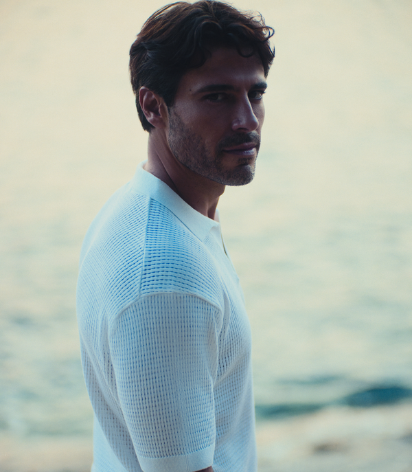 Rivage Knit Polo Waffle Macadamia