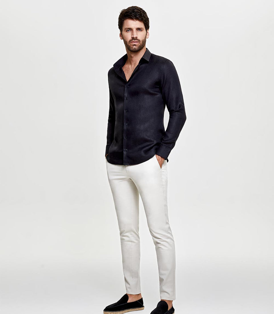 Tailored Linen Shirt Black - Barthelemy