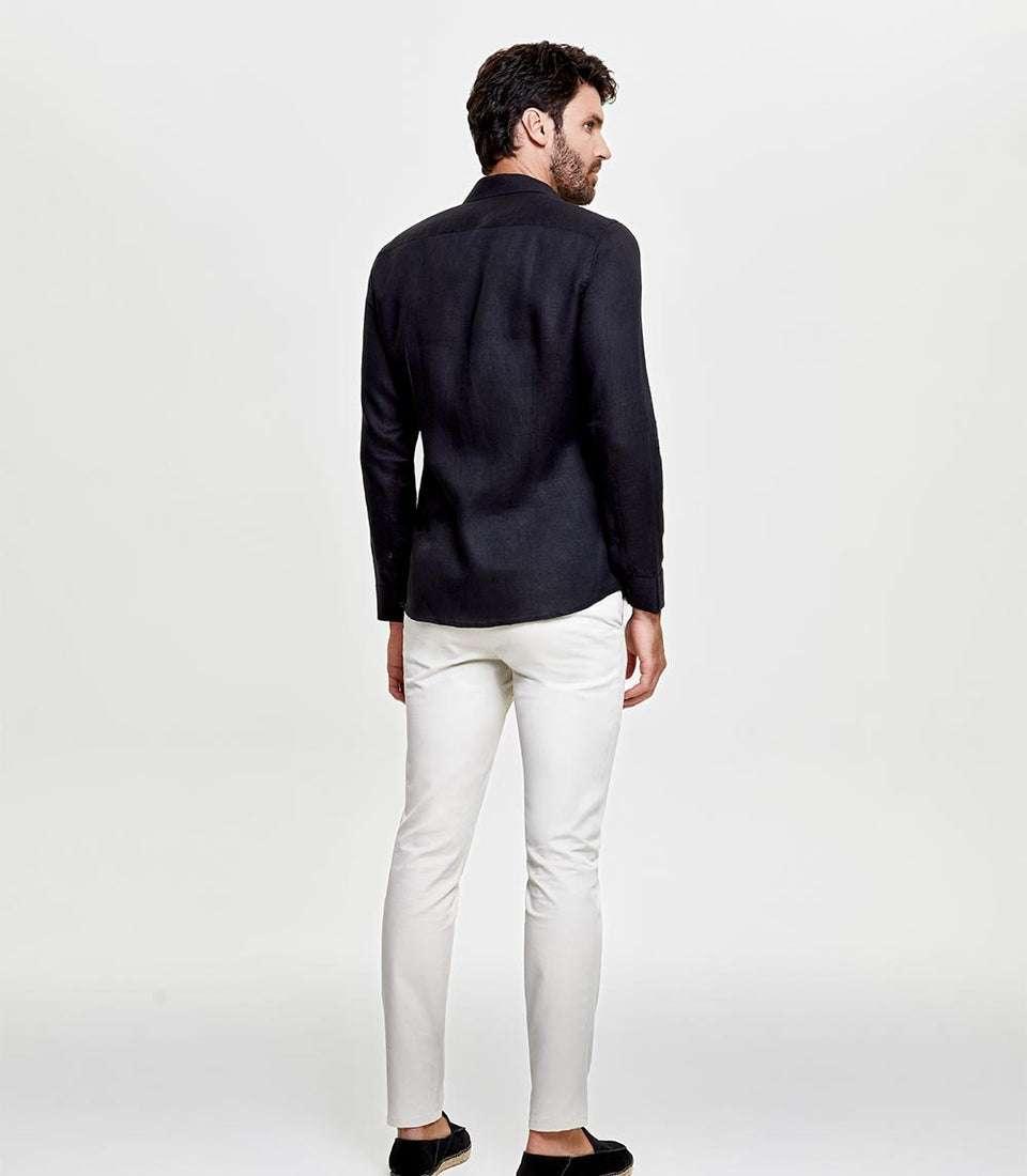 Tailored Linen Shirt Black - Barthelemy