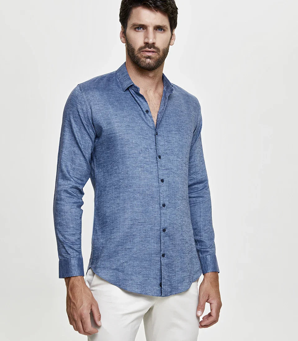 Linen Shirt Albini Blue Jeans - Barthelemy