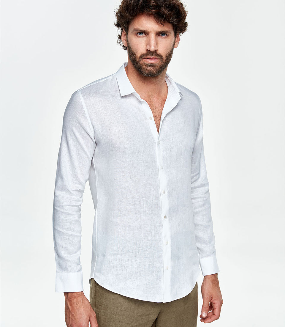 Linen Shirt Albini White - Barthelemy