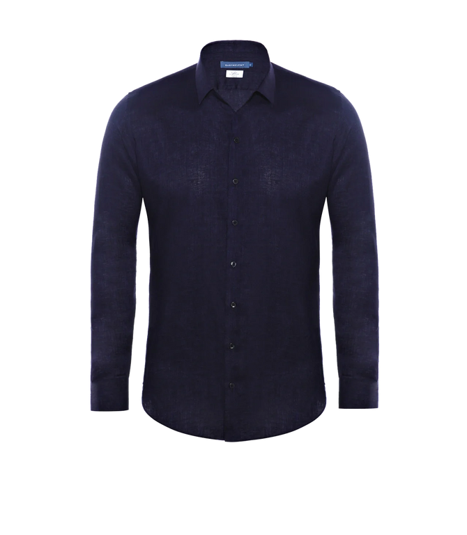 Linen Shirt Albini Deep Blue - Barthelemy