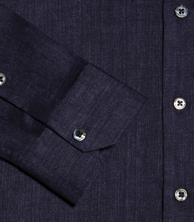 Linen Shirt Albini Deep Blue - Barthelemy