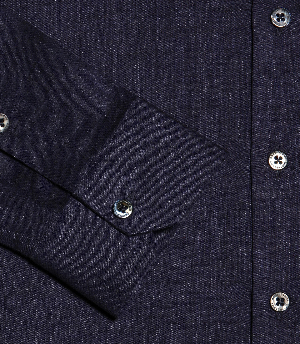 Linen Shirt Albini Deep Blue - Barthelemy