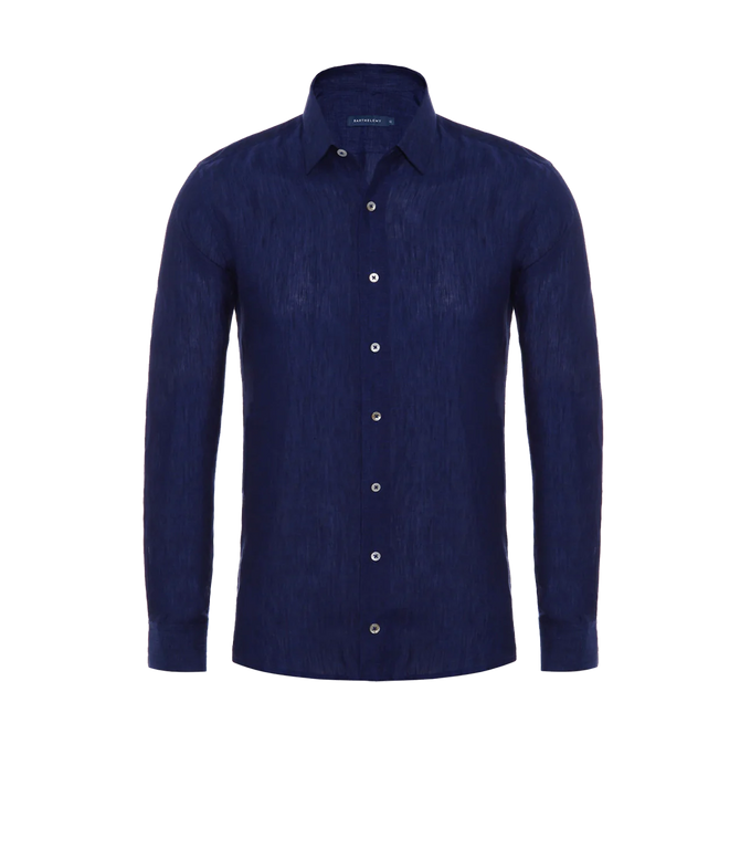 Coupe Courte Linen Shirt Double Blue - Barthelemy