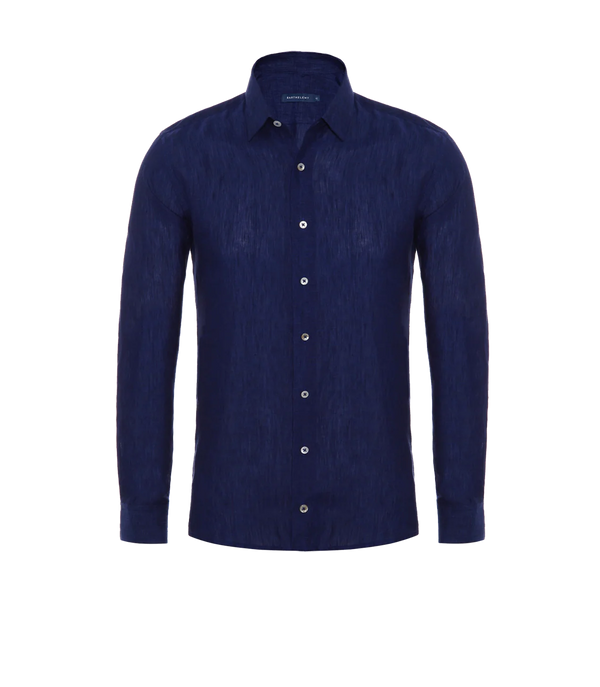 Coupe Courte Linen Shirt Double Blue - Barthelemy