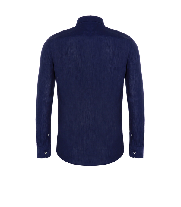 Coupe Courte Linen Shirt Double Blue - Barthelemy