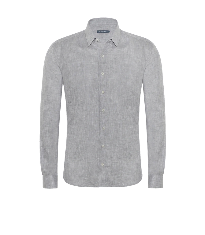 Coupe Courte Linen Shirt Light Grey - Barthelemy