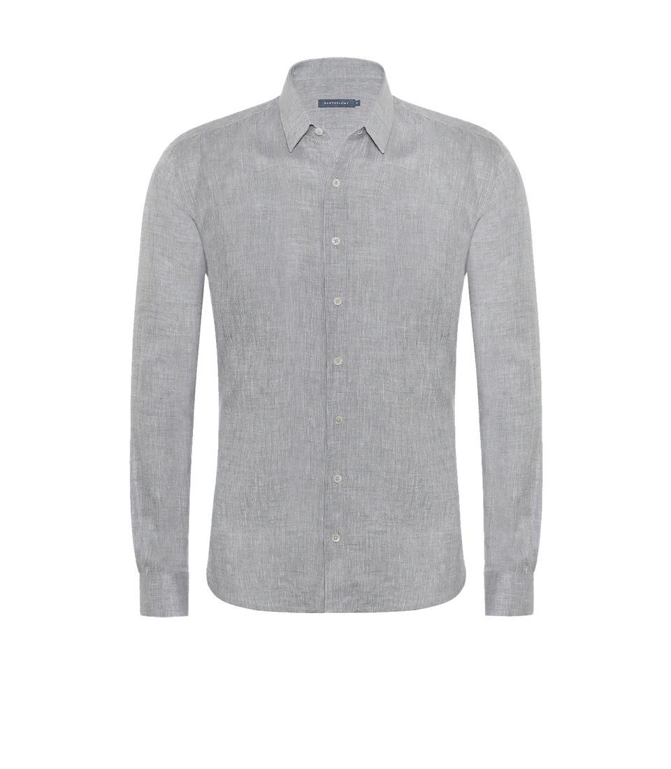 Coupe Courte Linen Shirt Light Grey - Barthelemy