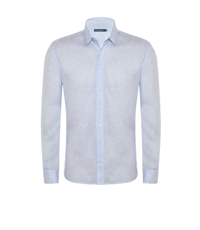 Coupe Courte Linen Shirt Striped Blue - Barthelemy