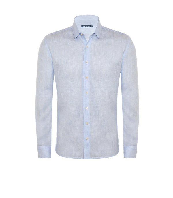 Coupe Courte Linen Shirt Striped Blue - Barthelemy