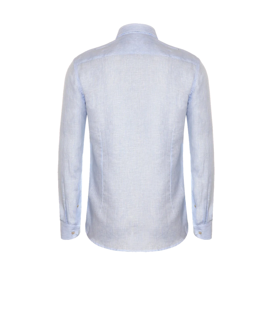 Coupe Courte Linen Shirt Striped Blue - Barthelemy