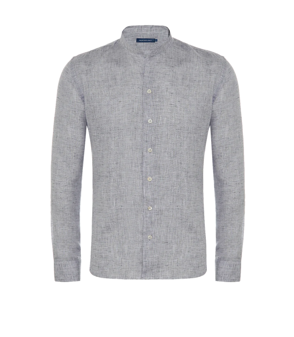 Mirage Linen Shirt Deep Blue Coupe Courte - Barthelemy