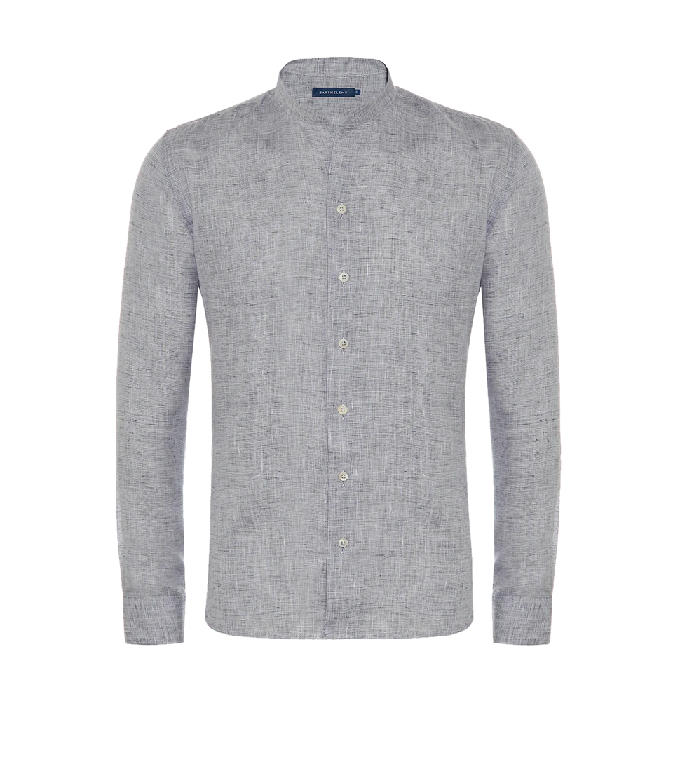 Mirage Linen Shirt Deep Blue Coupe Courte - Barthelemy