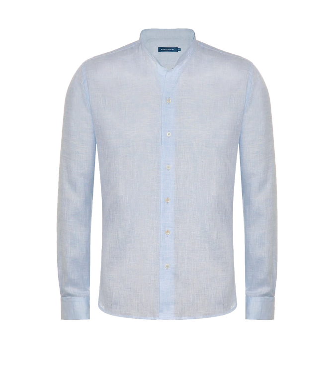 Mirage Linen Shirt Soft Blue Coupe Courte - Barthelemy