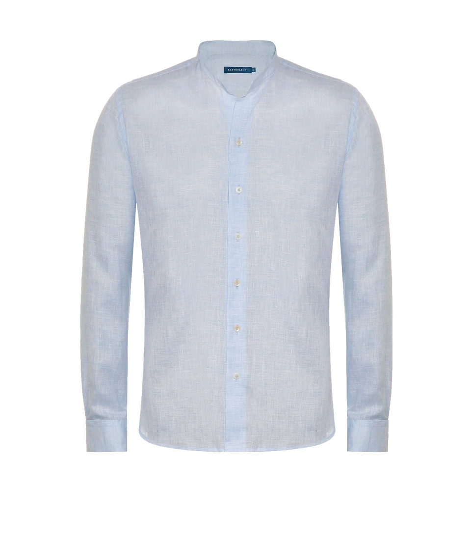 Mirage Linen Shirt Soft Blue Coupe Courte - Barthelemy