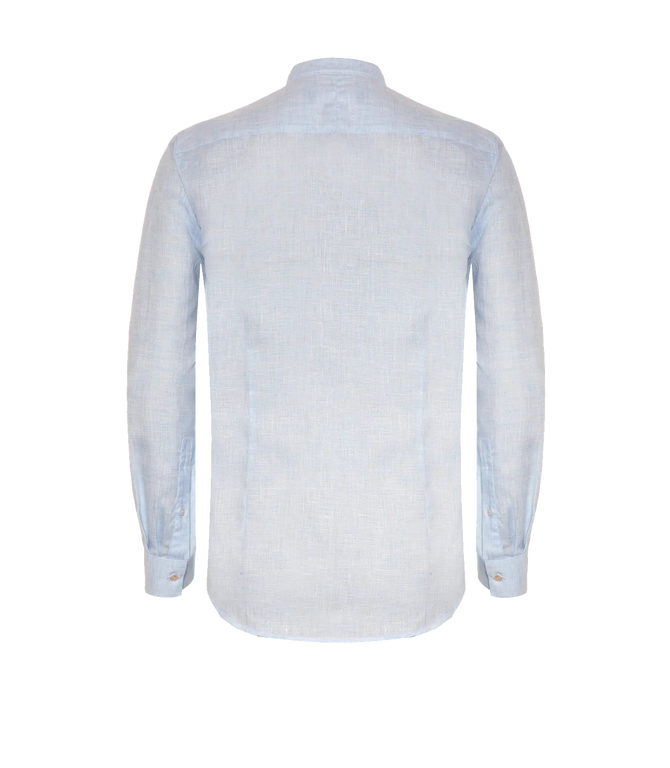 Mirage Linen Shirt Soft Blue Coupe Courte - Barthelemy