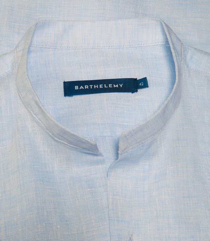 Mirage Linen Shirt Soft Blue Coupe Courte - Barthelemy