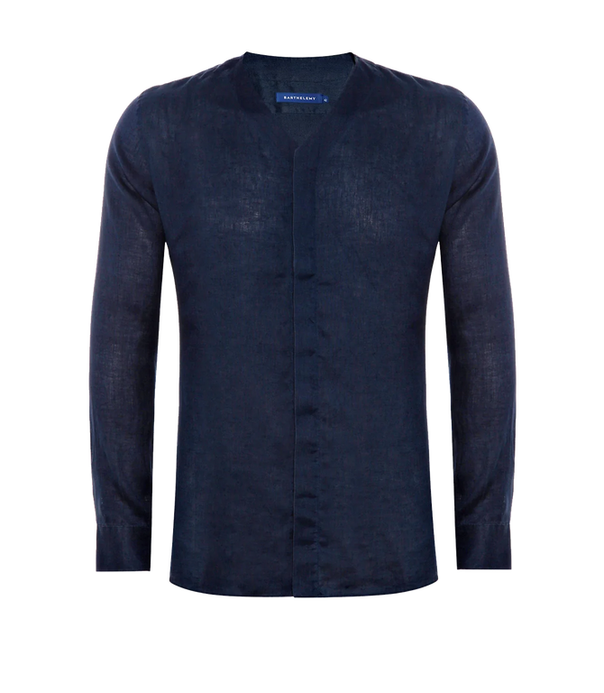 Solstice Linen Shirt Navy - Barthelemy