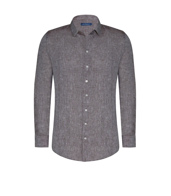 Tailored Linen Shirt Mocha - Barthelemy