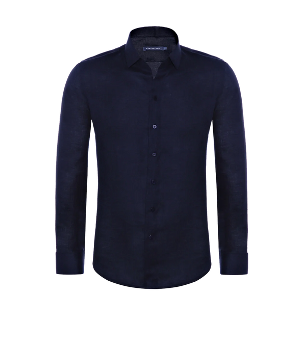 Tailored Linen Shirt Navy - Barthelemy