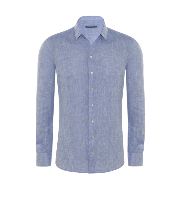 Tailored Linen Shirt Riviera Blue - Barthelemy