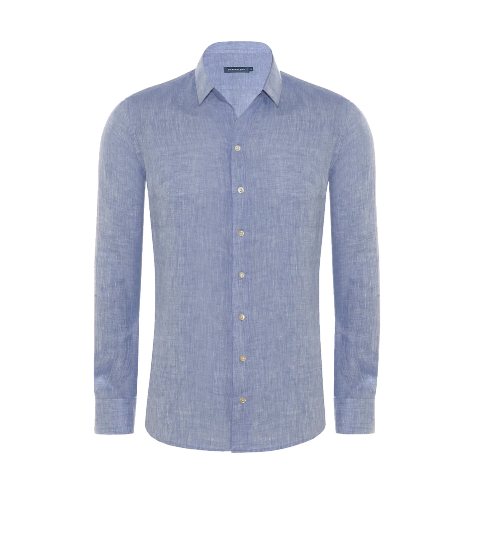 Tailored Linen Shirt Riviera Blue - Barthelemy