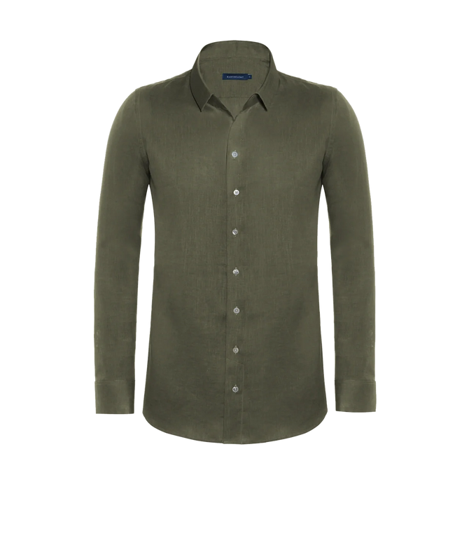 Tailored Linen Shirt Tropical Green - Barthelemy