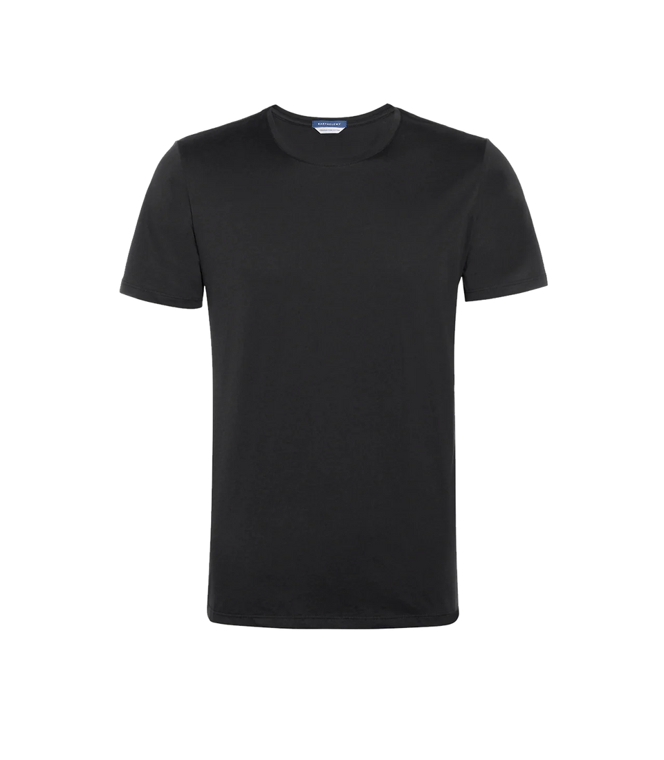 Crew Neck T-Shirt Pima Black - Barthelemy