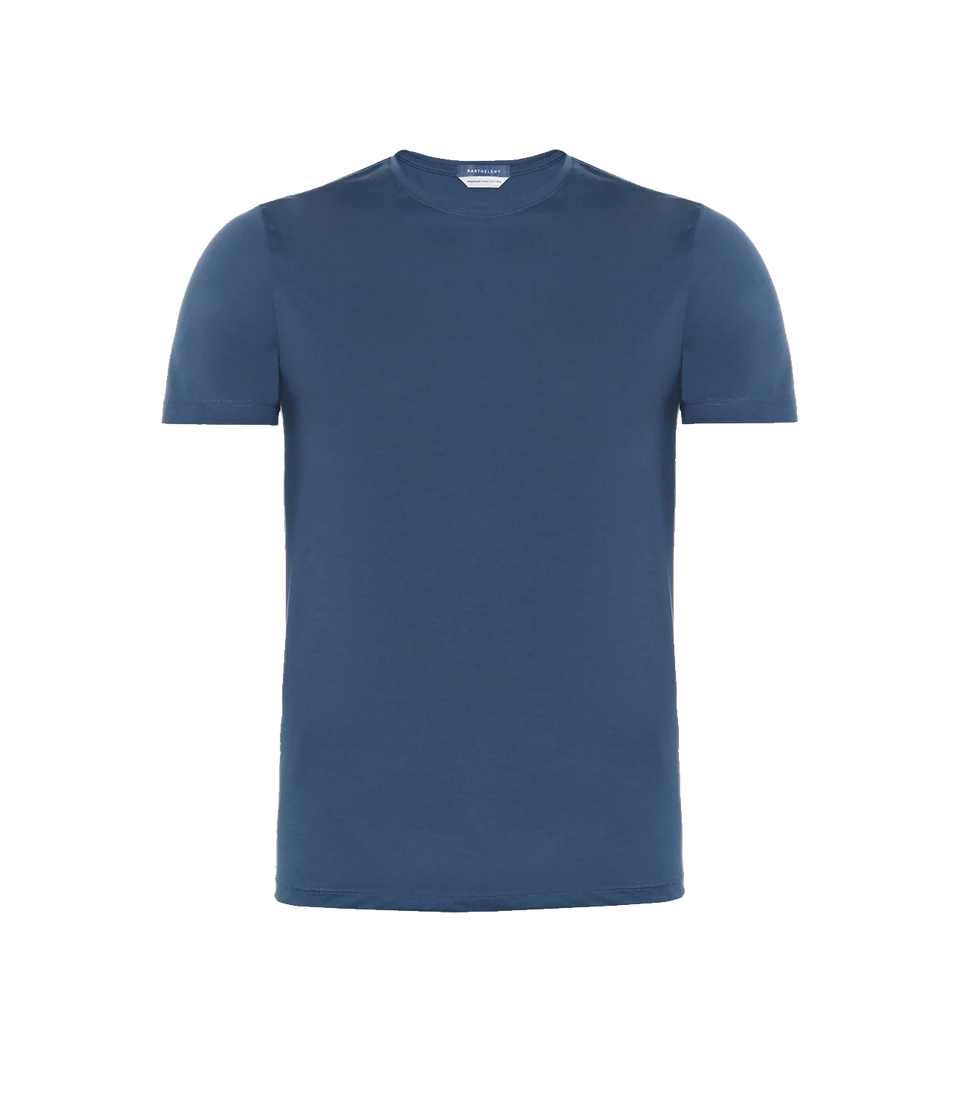 Crew Neck T-Shirt Pima Blue - Barthelemy