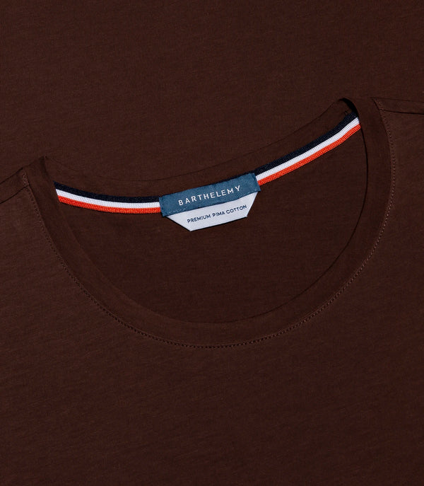 Crew Neck T-Shirt Pima Chocolate Brown