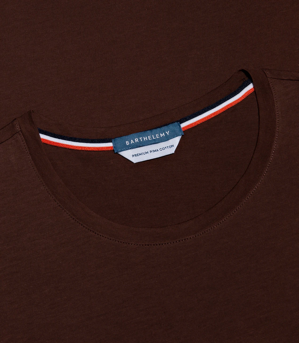Crew Neck T-Shirt Pima Chocolate Brown