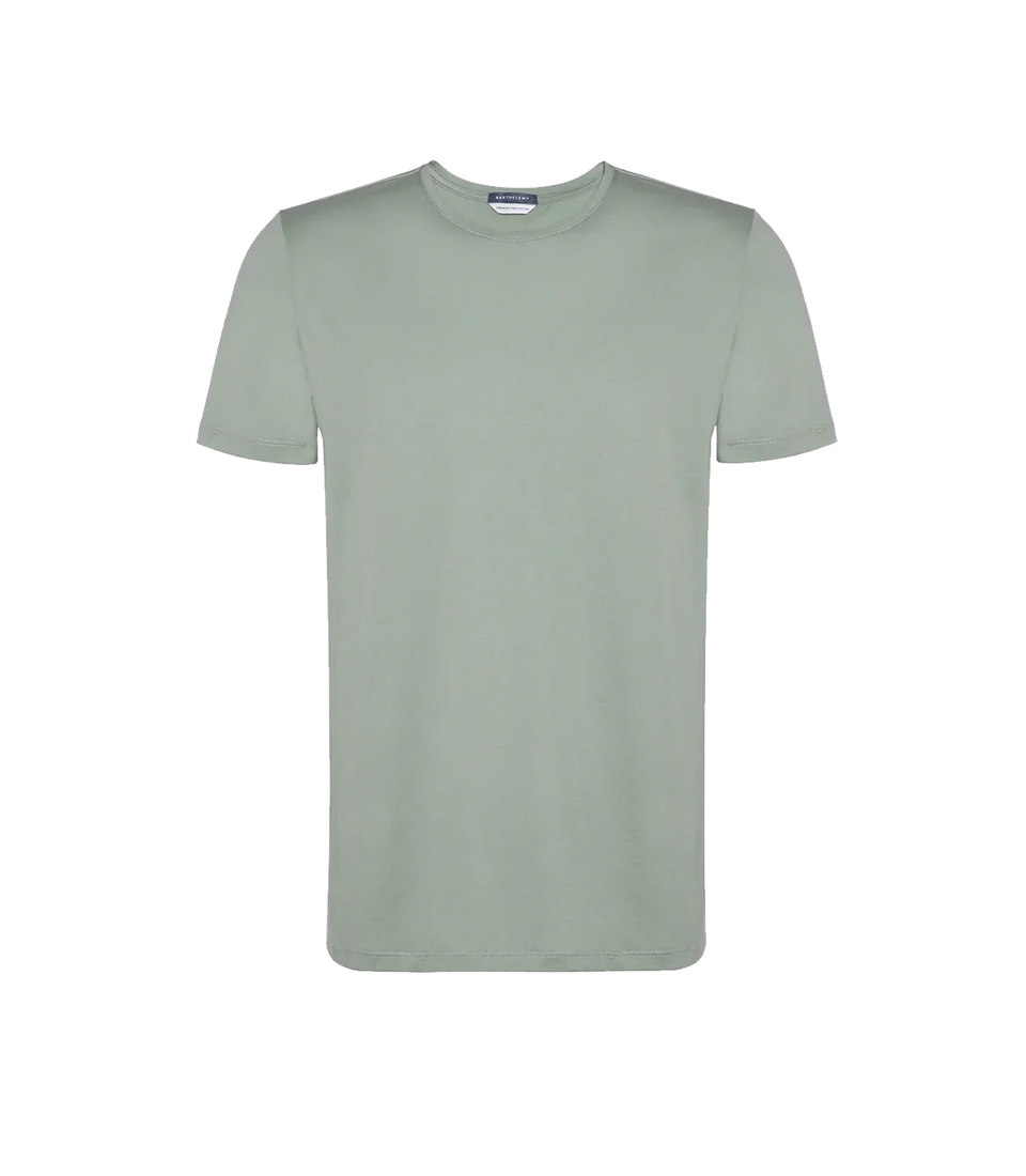 Crew Neck T-Shirt Pima Green - Barthelemy