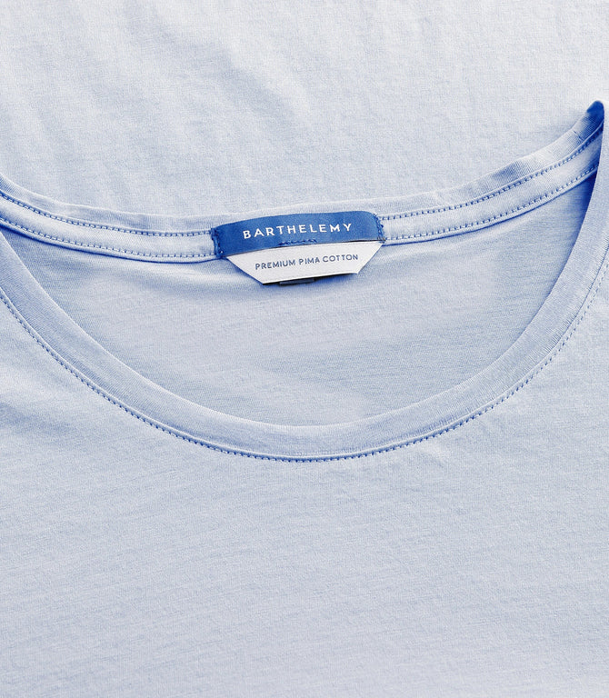 Crew Neck T-Shirt Pima Light Blue - Barthelemy