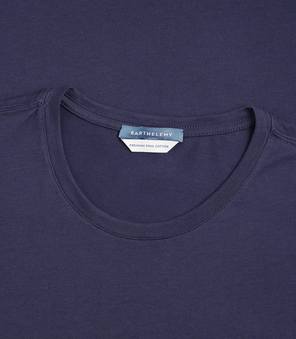 Crew Neck T-Shirt Pima Navy - Barthelemy