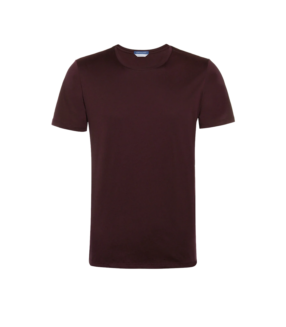 Crew Neck T-Shirt Pima Wine - Barthelemy