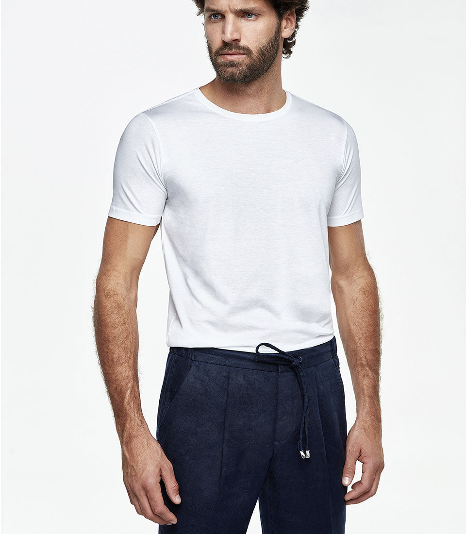 Crew Neck T-Shirt Pima White - Barthelemy