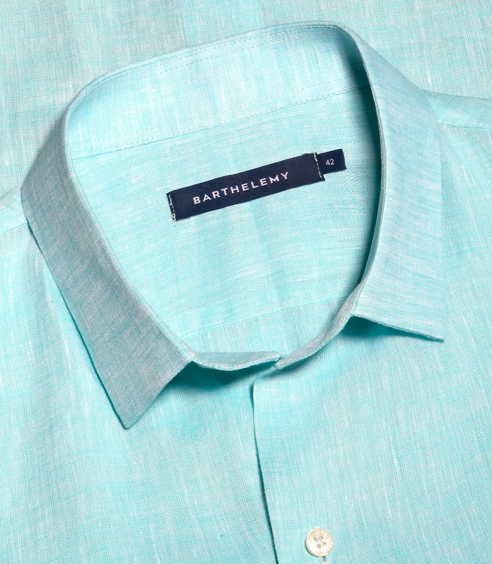 Tailored Linen Shirt Turquoise - Barthelemy