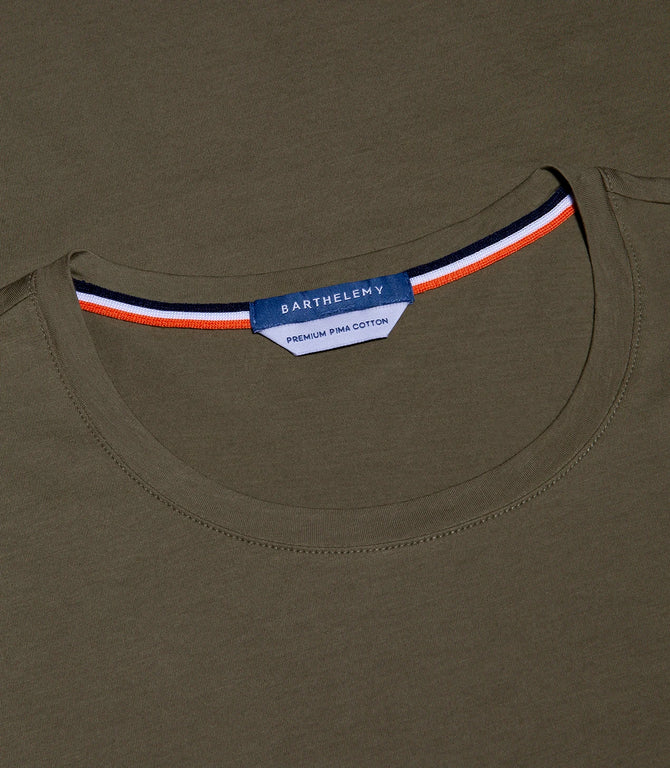 Crew Neck T-Shirt Pima Olive Green