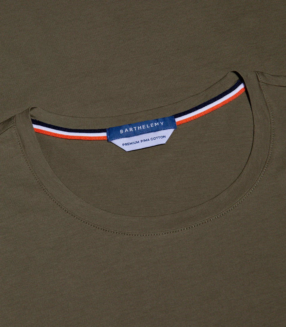 Crew Neck T-Shirt Pima Olive Green