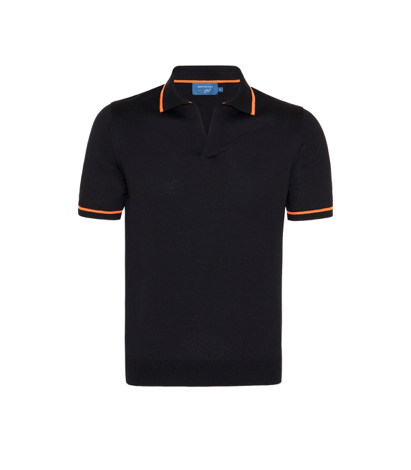 Rivage Knit Polo GB Black Orange