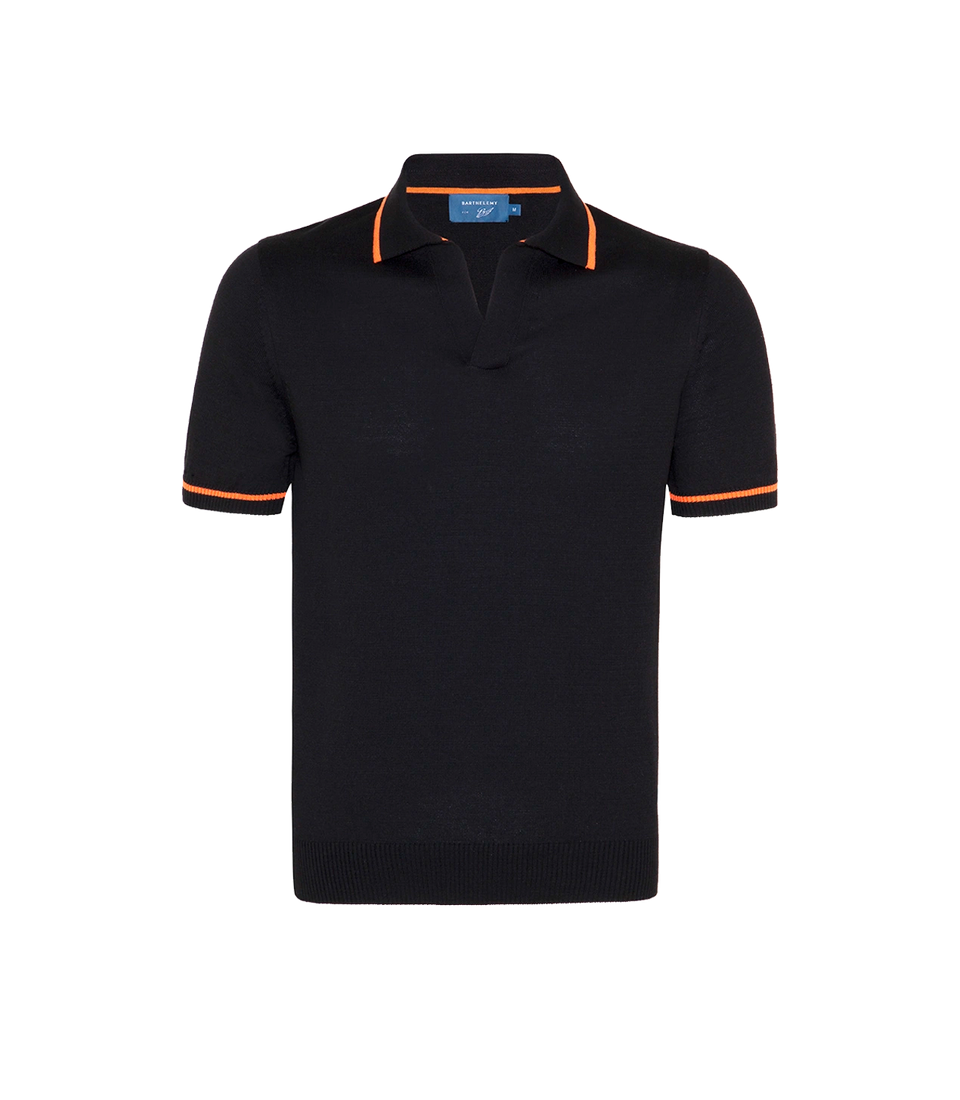 Rivage Knit Polo GB Black Orange