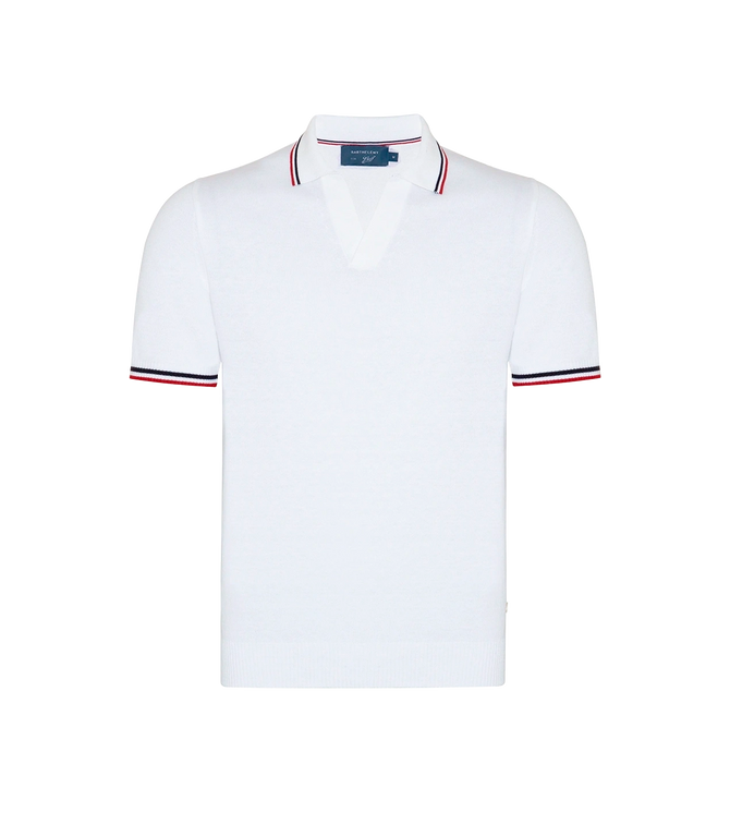 Rivage Knit Polo GB Macadamia Navy Red