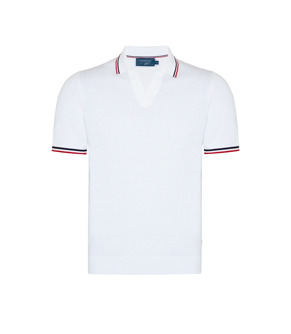 Rivage Knit Polo GB Macadamia Navy Red