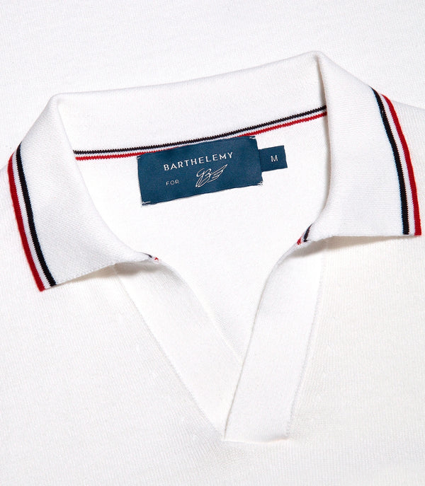 Rivage Knit Polo GB Macadamia Navy Red