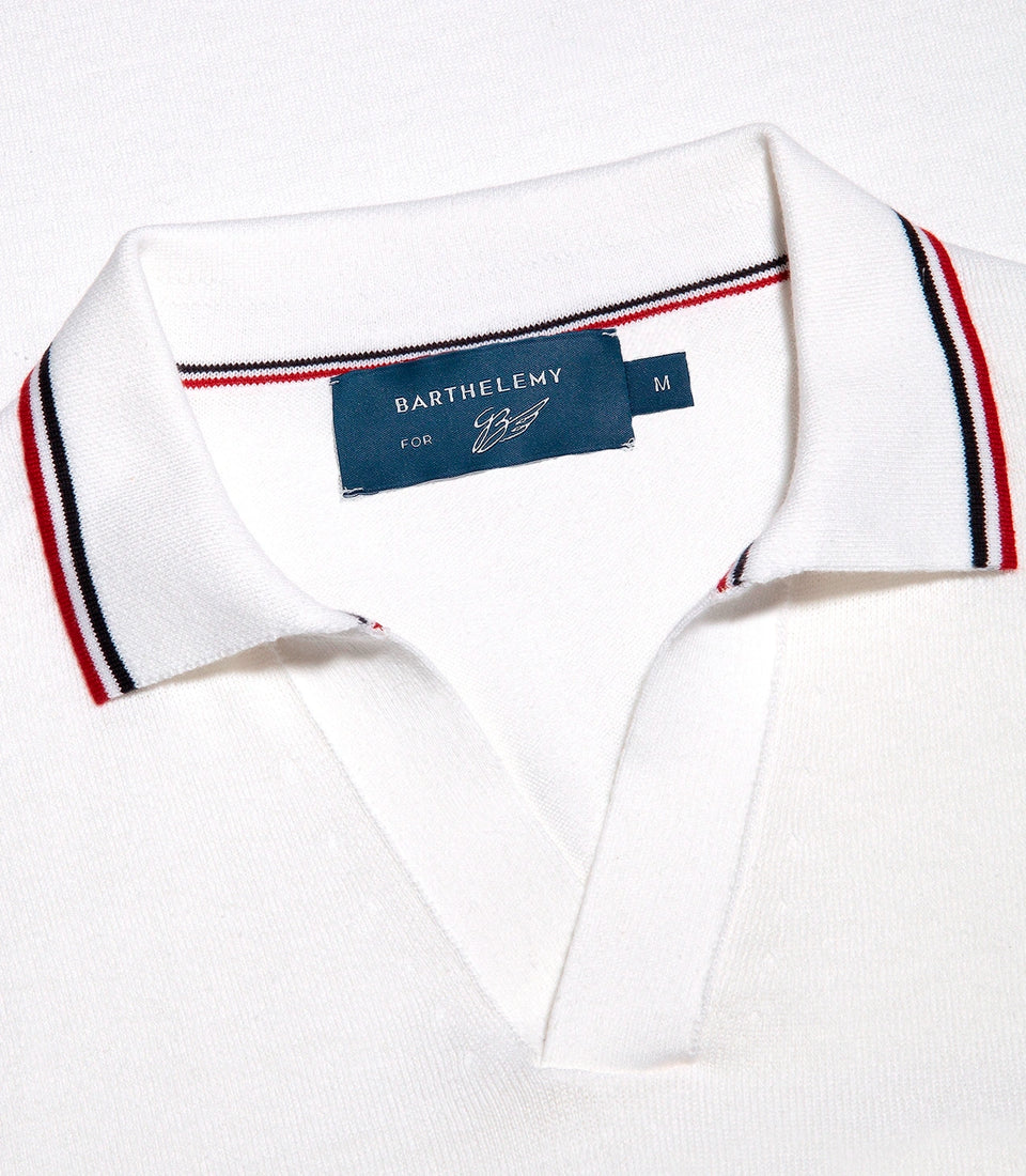 Rivage Knit Polo GB Macadamia Navy Red