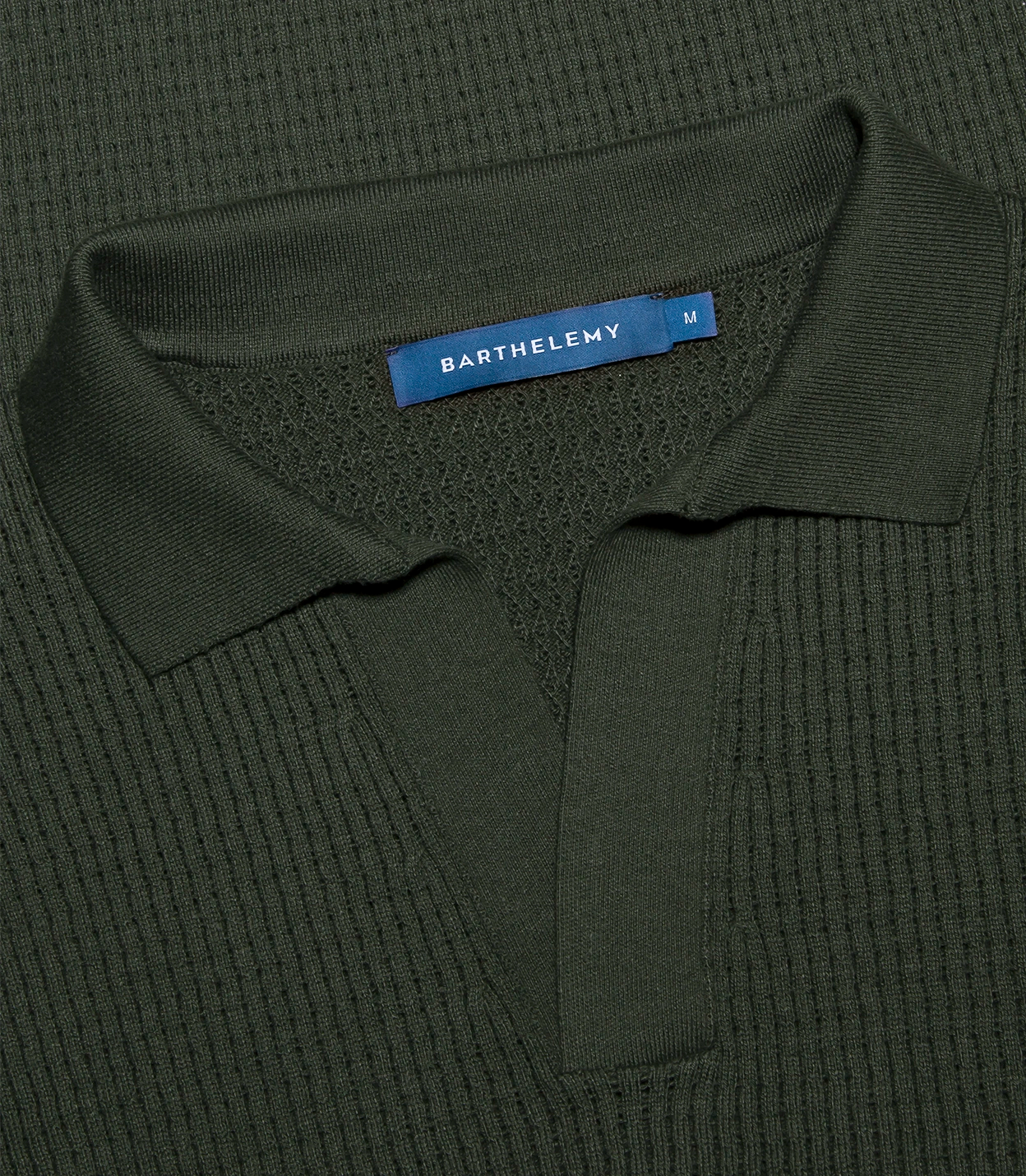 Rivage Knit Polo Waffle Forest Green
